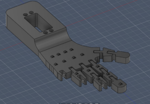 Na fotke je zobrazená vlastnoručne 3D namodelovaná ruka, napodobňujúca ľudskú ruku